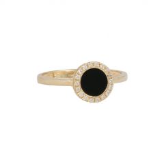 Gioia | Ring 14 Carat Yellow Gold | Diamond Onyx