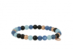Sundrops | Bracelet Pink gold | Onyx-Kyanite-Aquamarine