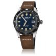 Oris Divers Sixty-Five Automatic 01 733 7720 4055-07 5 21 02 Date steel case blue dial black bezel brown leather strap