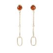 Sundrops | Earrings 14 Carat Yellow gold | Hessonite & Chain & Links