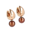 Varivello Earrings Bold Small Droplet with Pearl Chocolate Brown | Pinkgold