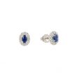 Lux | Earring Lady Lux 14 Carat White Gold | Diamonds Sapphire Oval