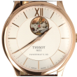 Tissot Tradition Automatic Open Heart Men's T063.907.36.038.00 steel and pinkgold PVD case silver dial brown leather strap
