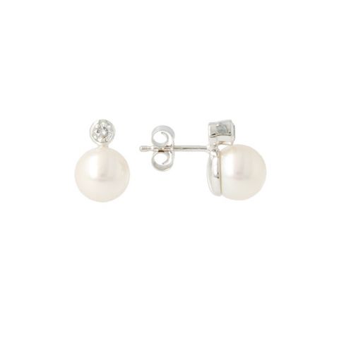 Sundrops | Ear Studs White Gold | Pearl & Diamond