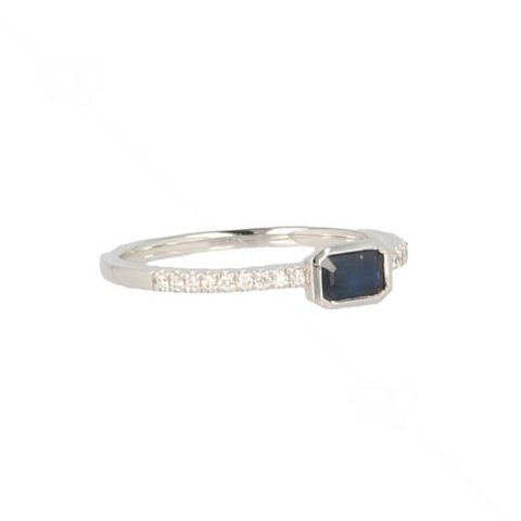 Yeva | Ring 14 Carat White Gold | Diamonds & Sapphire Baguette