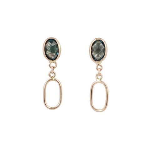 Sundrops | Earrings 14 Carat Pink gold | London Blue Topaz & Link