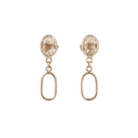 Gioia | Earrings 14 Carat Pink gold | Green Amethyst & Link