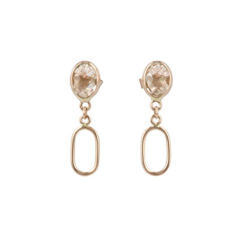 Gioia | Earrings 14 Carat Pink gold | Green Amethyst & Link