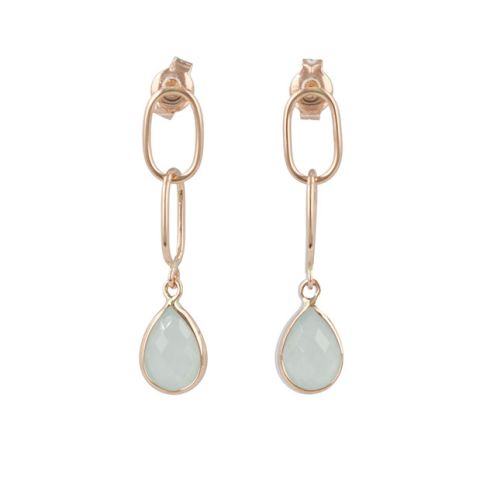 Sundrops | Earrings 14 Carat Pink gold | Aquamarine Milky & Links