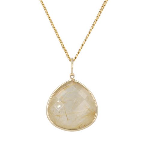 Sundrops | Pendant 14 Carat Yellow gold | Rutilated Quartz 20 x 20 mm