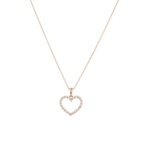 Yeva | Pendant 14 Carat Pink Gold | Diamond Heart