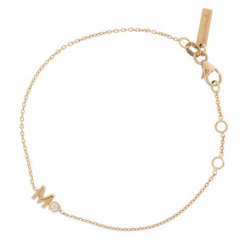 ONE INITIAL DIAMOND CHAIN BRACELET | 18CT GOLD