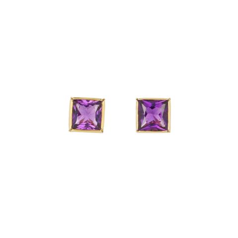 Sundrops | Ear studs Yellow Gold | Amethyst