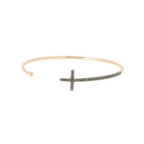 Yeva | Pink Gold Bangle | Black Diamond Cross