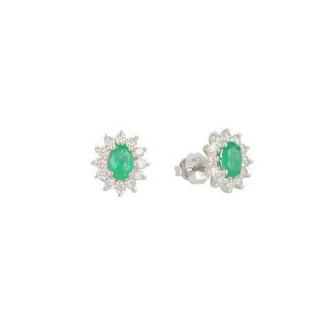 Lux | Earring Lady Lux 14 Carat White Gold | Diamonds Emerald M