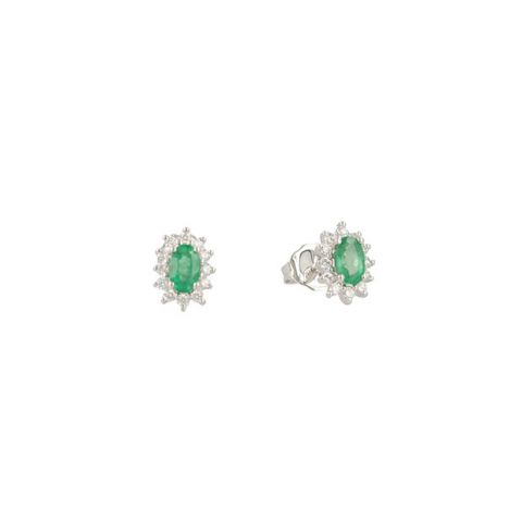 Lux | Earring Lady Lux 14 Carat White Gold | Diamonds Emerald S