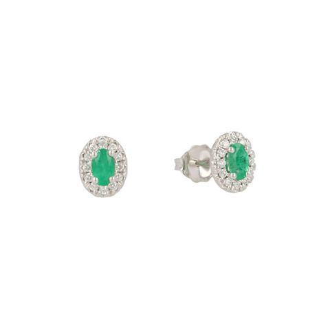 Lux | Earring Lady Lux 14 Carat White Gold | Diamonds Emerald Oval