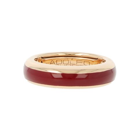 Adolfo Courrier | Pink Gold Ring | Burgundy Enamel 36460