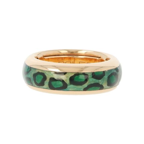 Adolfo Courrier | Pink Gold Ring | Green Enamel 36466