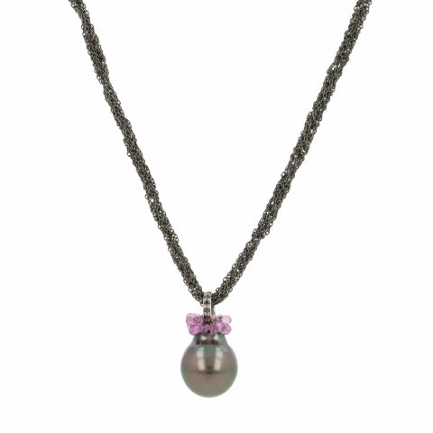 Black Silver Tahiti Pearl Nacklace | 80cm