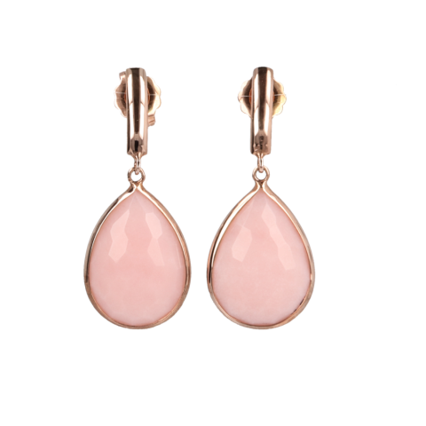 14krt roségouden oorbellen met roze opaal