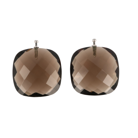 Varivello Creool Aanhanger Rookkwarts gefacetteerd 18kt Witgoud