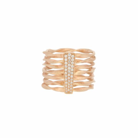 18crt.Pinkgold Mat and Pavé Diamonds