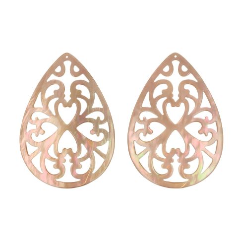 Varivello Pendants mother of pearl Brown ajour | 50 x 35 mm