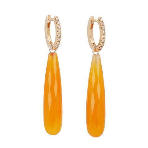 Varivello Set | Pink Gold Fine Small Champagne Diamonds | Chalcedon Orange 35 x 8 mm