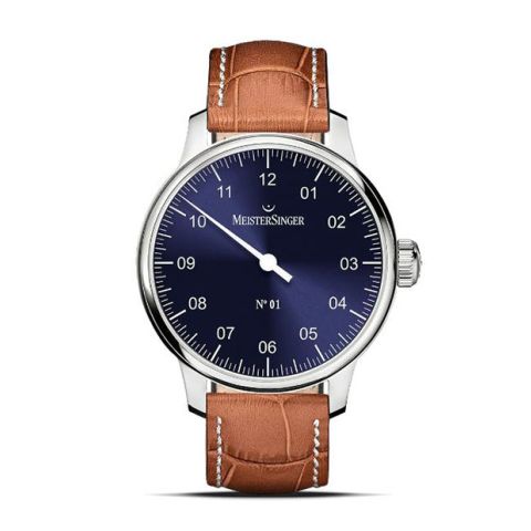 Meistersinger N°01 AM3308 43mm Donkerblauwe Wijzerplaat, Stalen kast.
