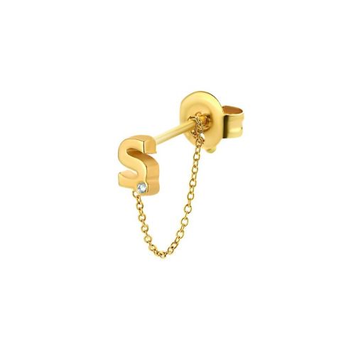 Minitials One Blend Chain Earring | 18ct Gold