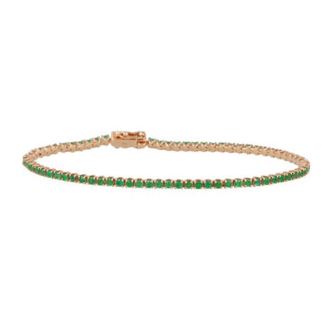 Yeva | Tennis Bracelet 14 Carat Pink Gold | Emerald
