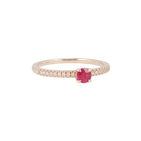 Yeva | Ring 14 Carat Pink Gold | Ruby Diamond