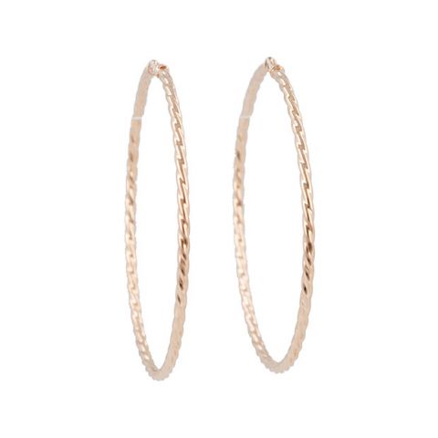 Dot | Earrings 14 Carat Pink Gold | Twisted Ø40 mm