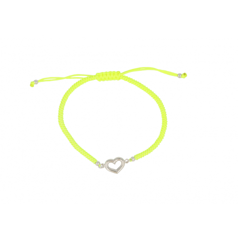 Sundrops | Bracelet White Gold Heart | Neon Yellow