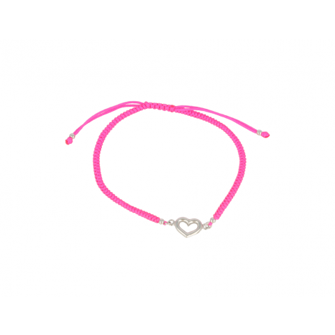 Sundrops | Bracelet White Gold Heart | Neon Pink
