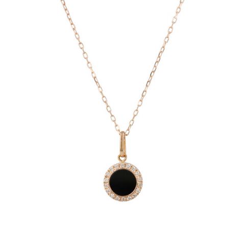Sundrops | Necklace 14 Carat Pink Gold | Diamond Onyx