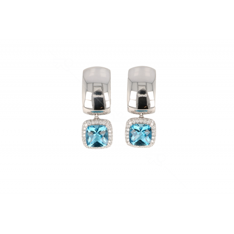 Varivello Earrings White gold Bold Large | London Blue Topaz & Diamonds