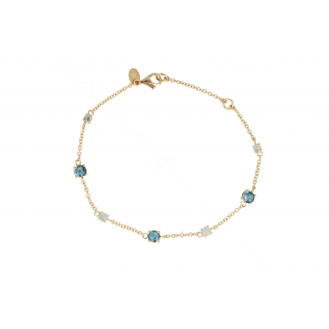 Yeva | 14carat Yellowgold Bracelet | Blue topas and Aquamarine