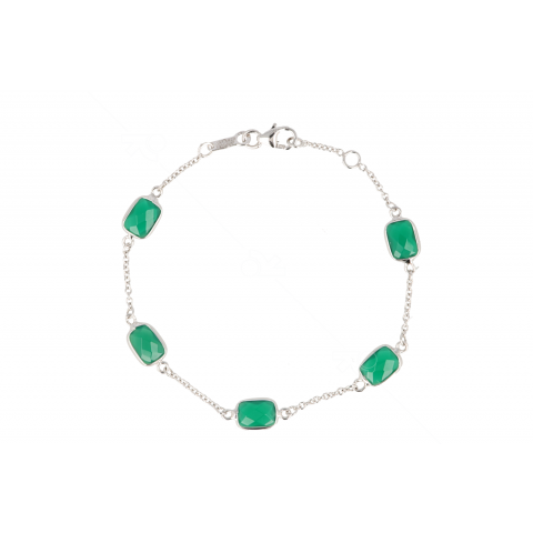 Gioia | 14carat White Gold Bracelet | Green Chalcedony