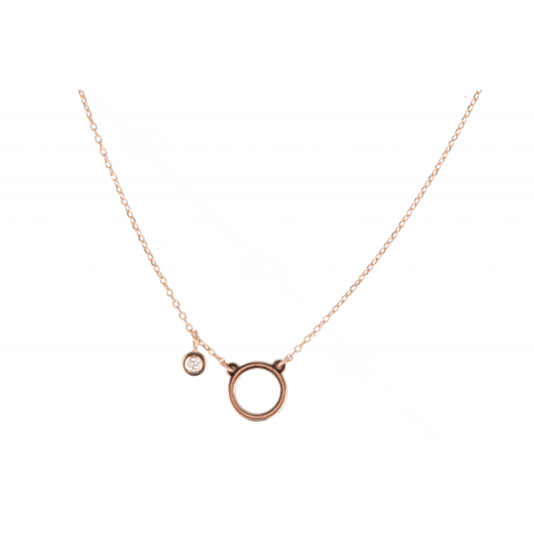 KEK | Necklace 14 Carat Pinkgold Circle | Diamond pendant