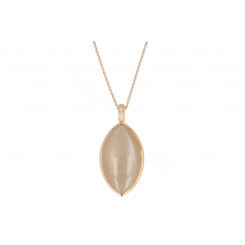 Sundrops | Pendant 18 Carat Pink Gold | Moonstone Navette 