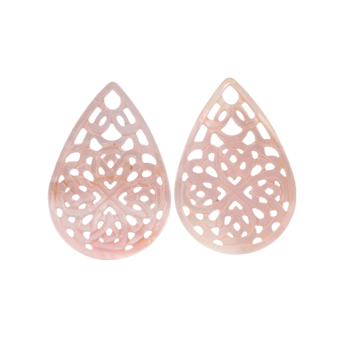 Varivello Pendants mother of pearl pink ajour | 35 x 25 mm