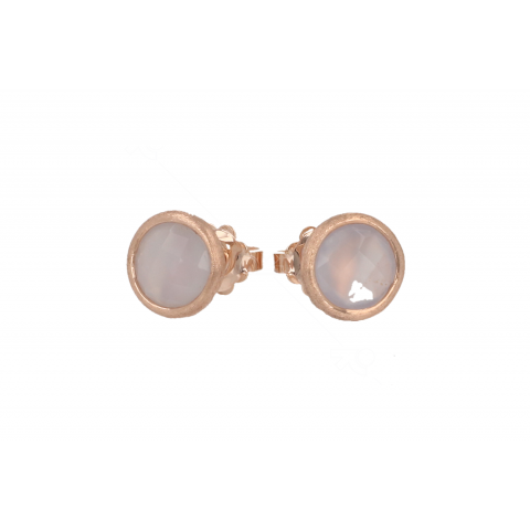 Sundrops | Earstuds 14 Carat Pink gold | chalcedony