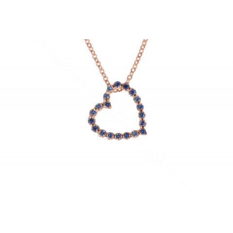 Yeva | 14carat Pinkgold Necklace | Open Heart Sapphire