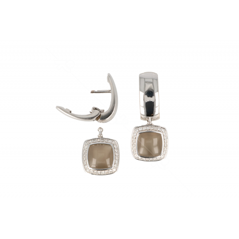 Varivello Earrings White Gold Bold Small | Moonstone & Diamonds