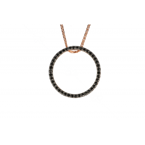 Yeva | 14carat Pinkgold Pendant| Black Diamond Circle