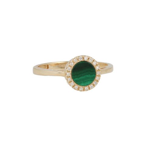 Sundrops | Ring 14 Carat Yellow Gold | Diamond Malachite 