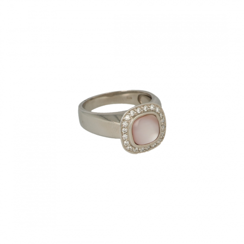 Sundrops | Ring 14 Carat White Gold | Diamonds Pink Mother of Pearl