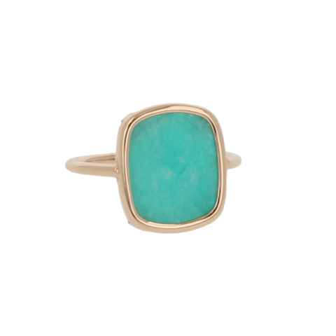 Sundrops| Ring 14 Carat Pink Gold | Amazoniet 15 x 13 mm